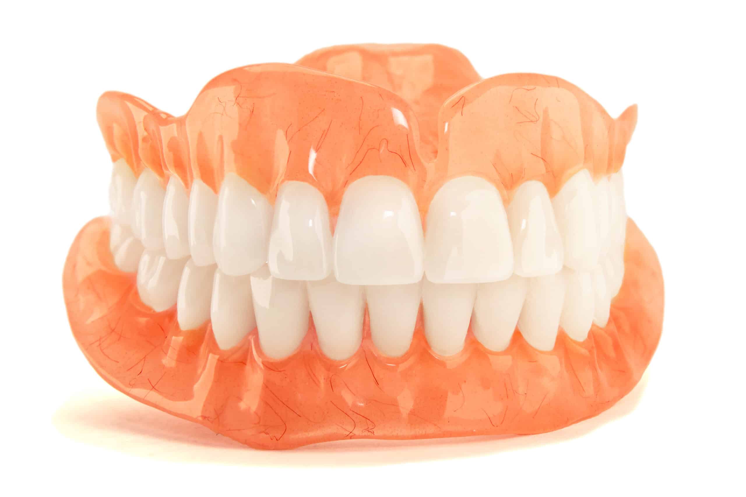 Full denture dentures close-up. Orthopedic dentistry with the us